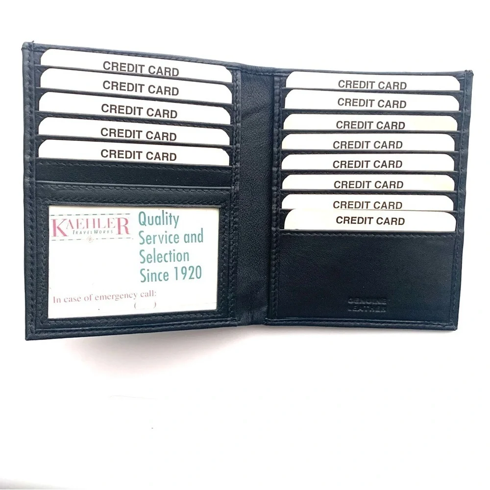 NWT KAEHLER The Card & Cash Bifold Leather Wallet, black